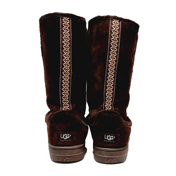 UGGS Womens Ultimate Tall Braided Twin Face Suede Sherpa Lining Boots Size 9 - Picture 5 of 8
